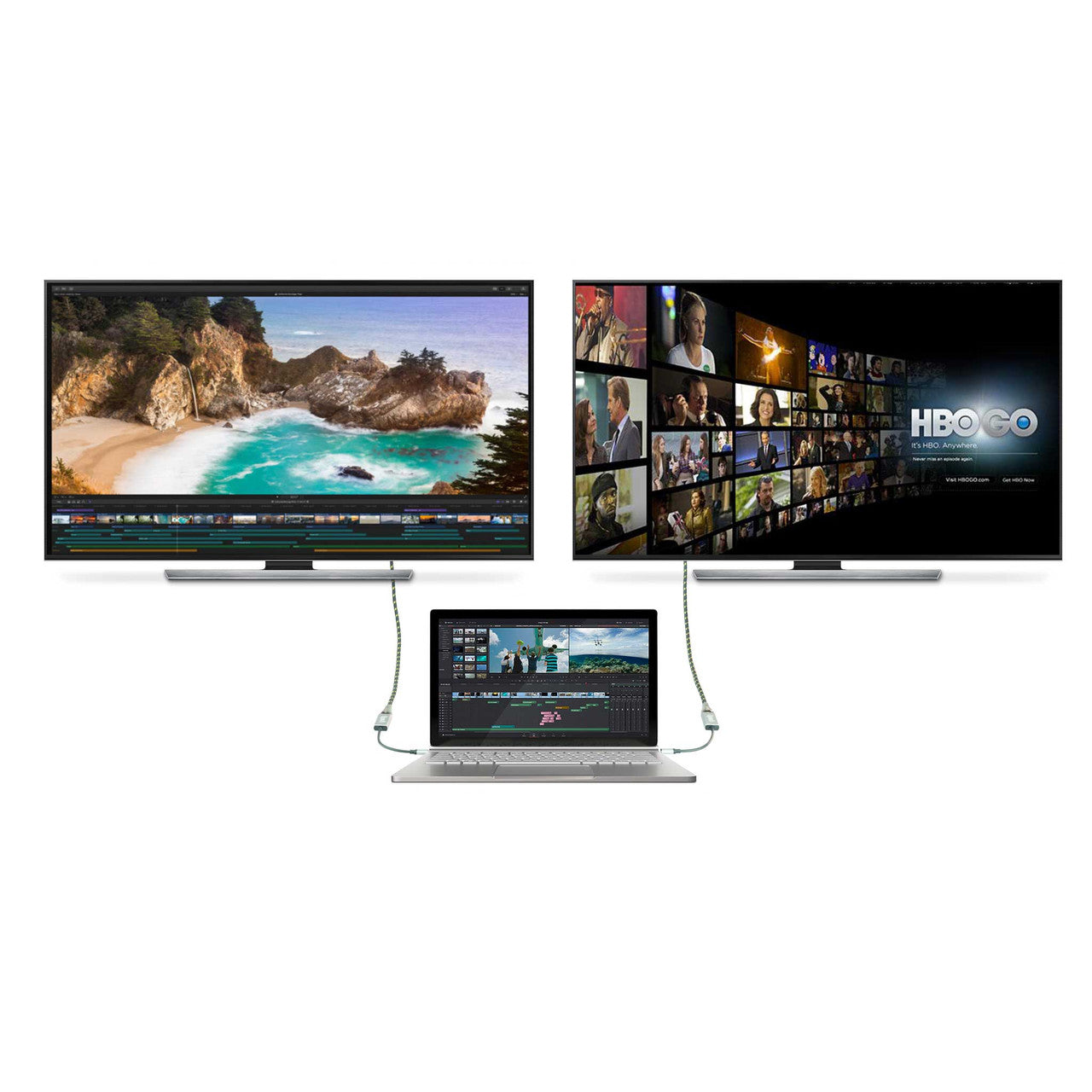 Retail packaging of UPTab USB-C to HDMI 2.1 HDR Active Adapter Rev 3, showcasing its high-performance features and compatibility.