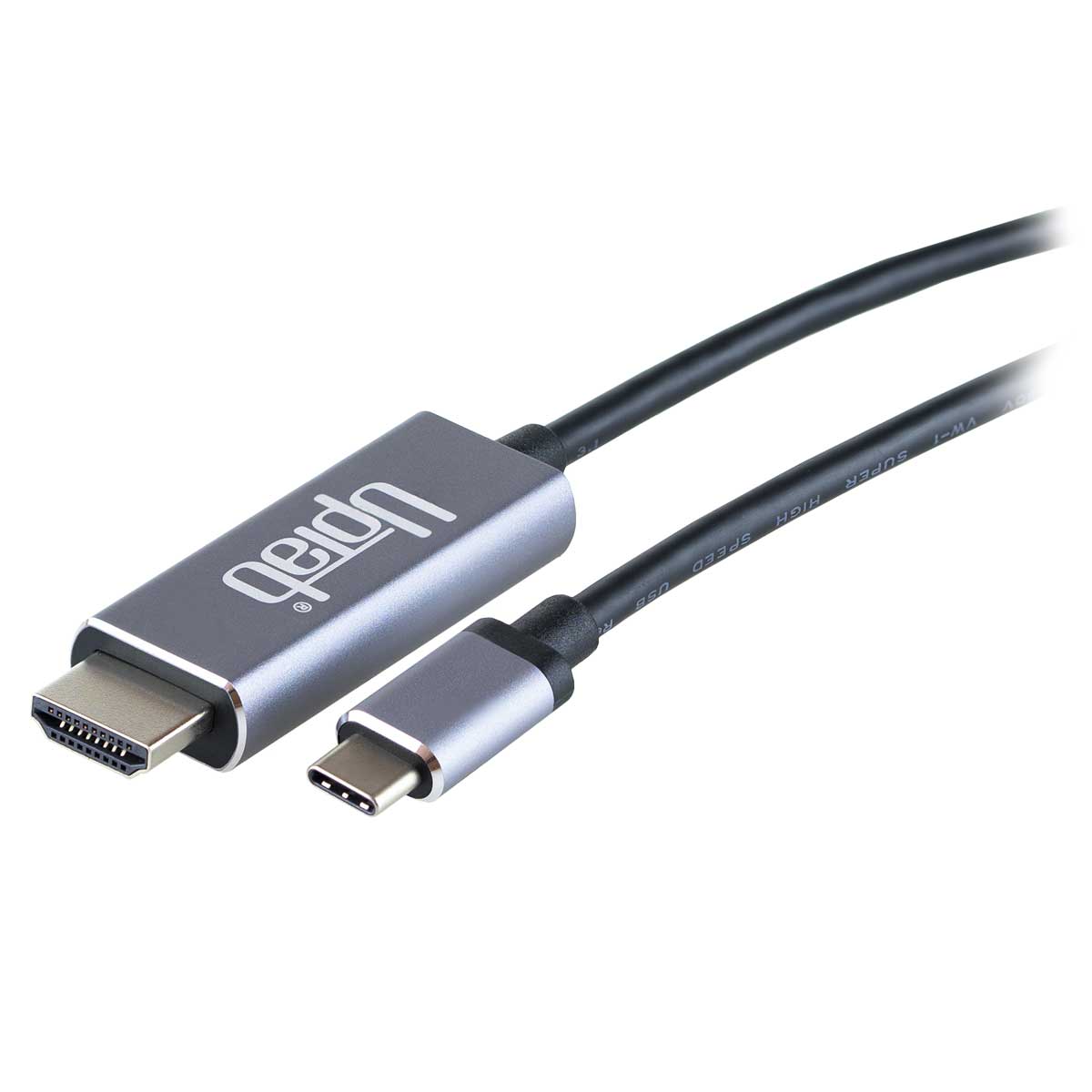 HDMI to USB-C adapter cable with UPTab branding on a white background