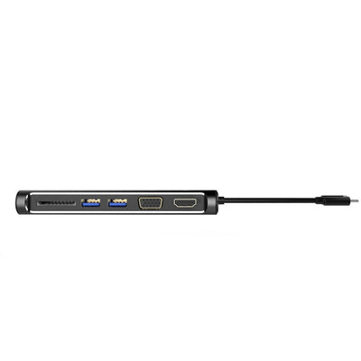 UPTab USB-C (Type C) to HDMI™ 4K, VGA,  2 USB 3.0, Card Reader Adapter - Front Ports